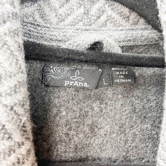 Prana Large Womens Gray Wool Blend Herringbone Button-front Sweater Jacket - Picture 3 of 6
